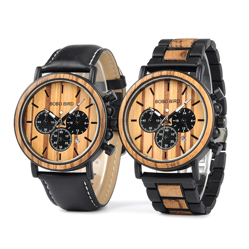 Product Image of Wood and Stainless Steel Wrist Watch
