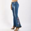 Patchwork Flared Floral Embroidery Jeans