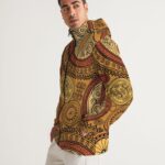 Men’s Jacket, Brown Paisley Style Hooded Windbreaker