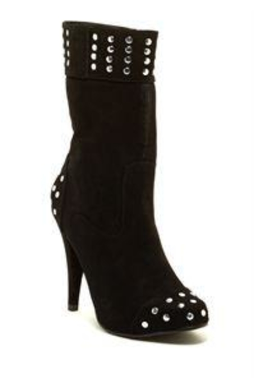 Studded Stiletto Calf High Boots by BELLISARIO