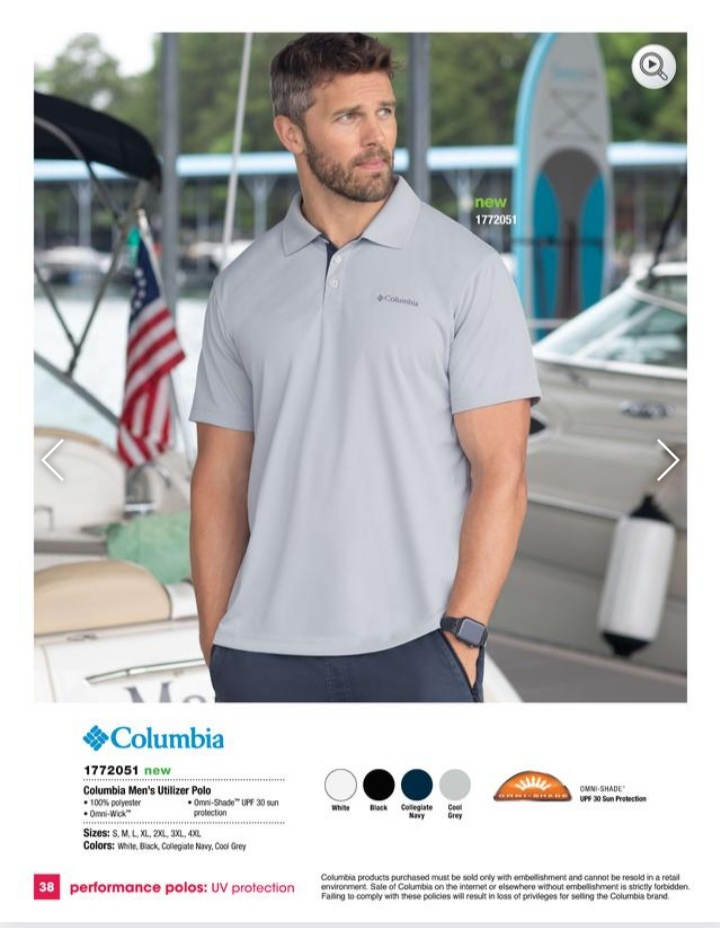Men’s Columbia polo shirts