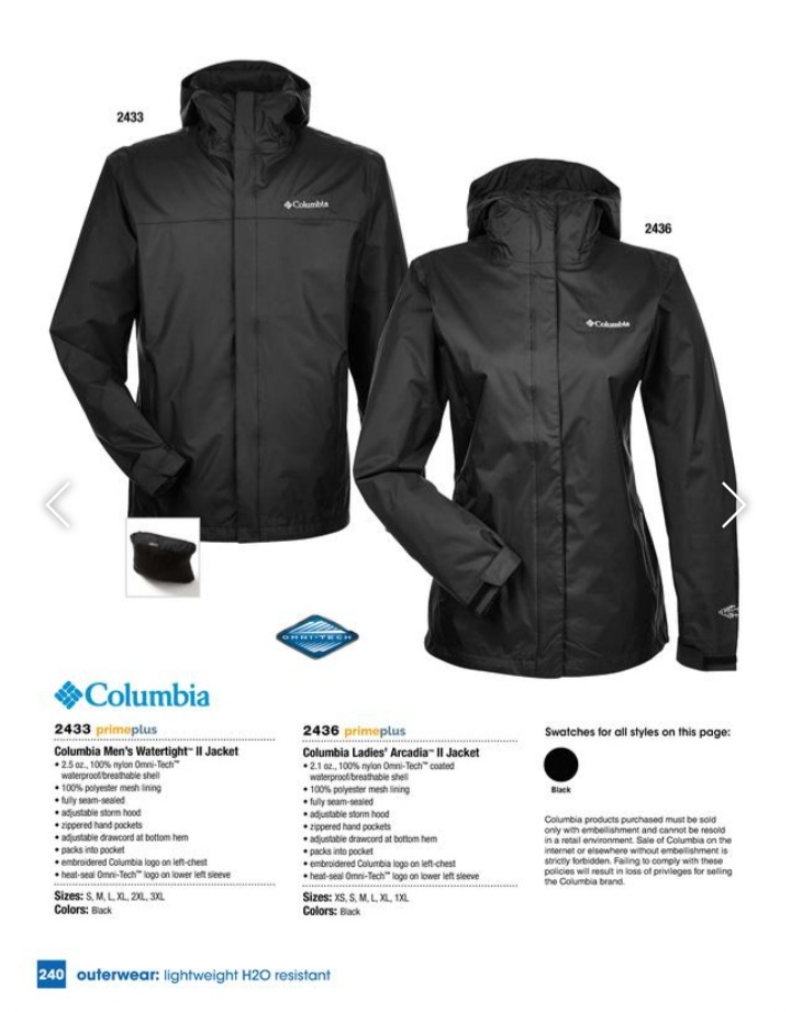 COLUMBIA Men’s Watertight Ii Jacket / COLUMBIA Ladies Arcadia II Jacket