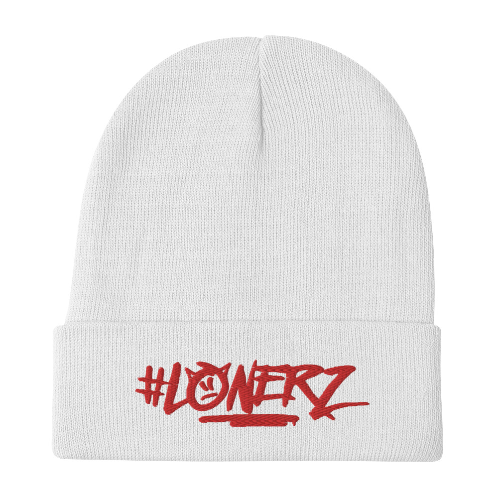 Lonerz Red Stitched Embroidered Beanie by Phresh Larosa